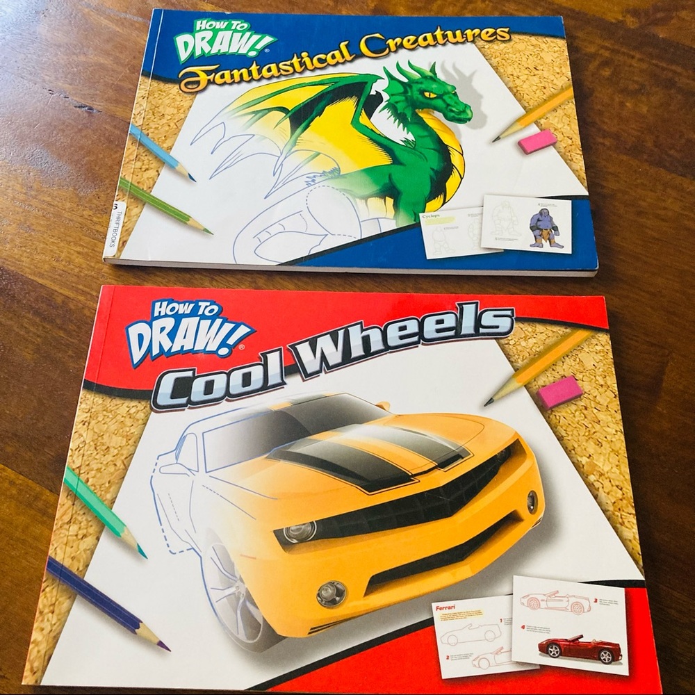How to Draw! Cool Wheels & How to Draw Fantastical Creatures Books Bundle